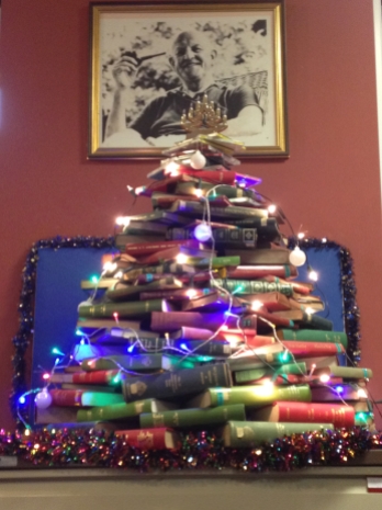 P. G. Wodehouse sitting pretty above our beautiful book tree
